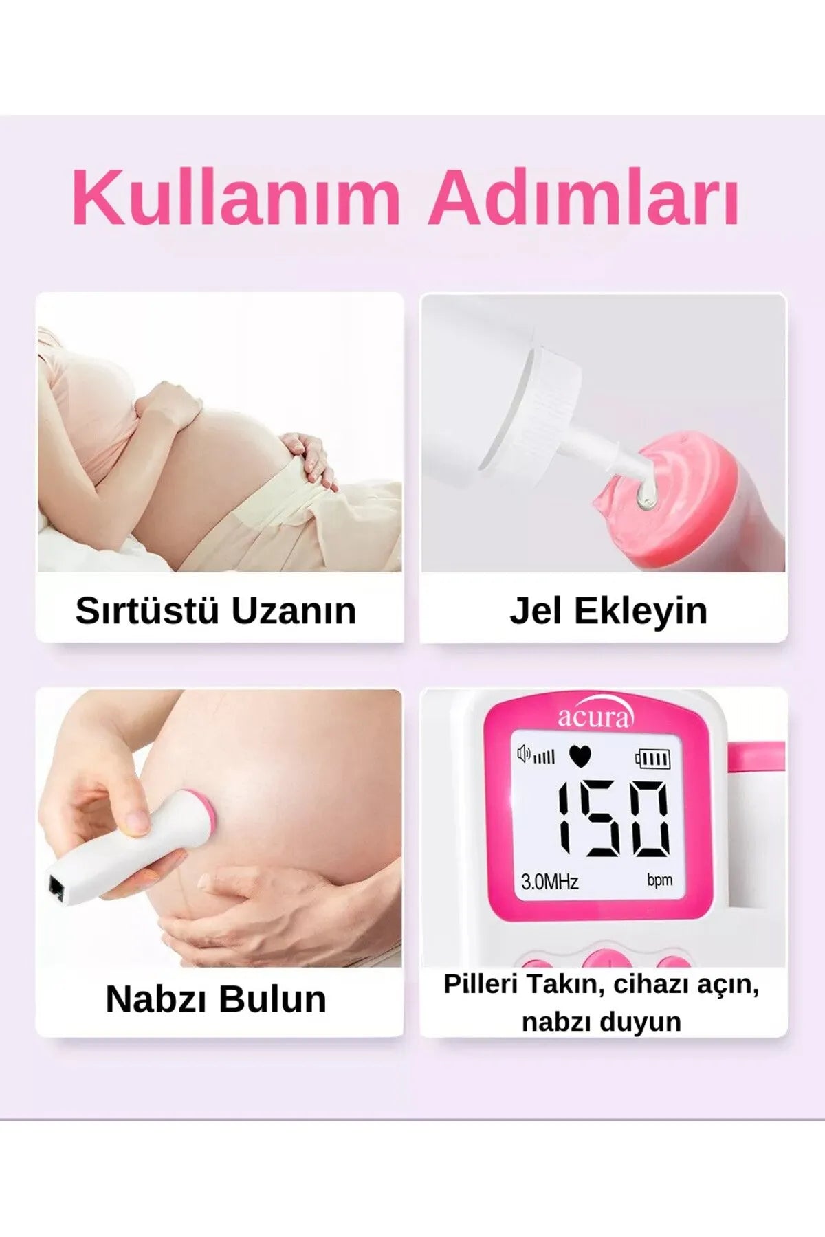 Bebek Nabız Dinleme Cihazı (Jel Hediye)